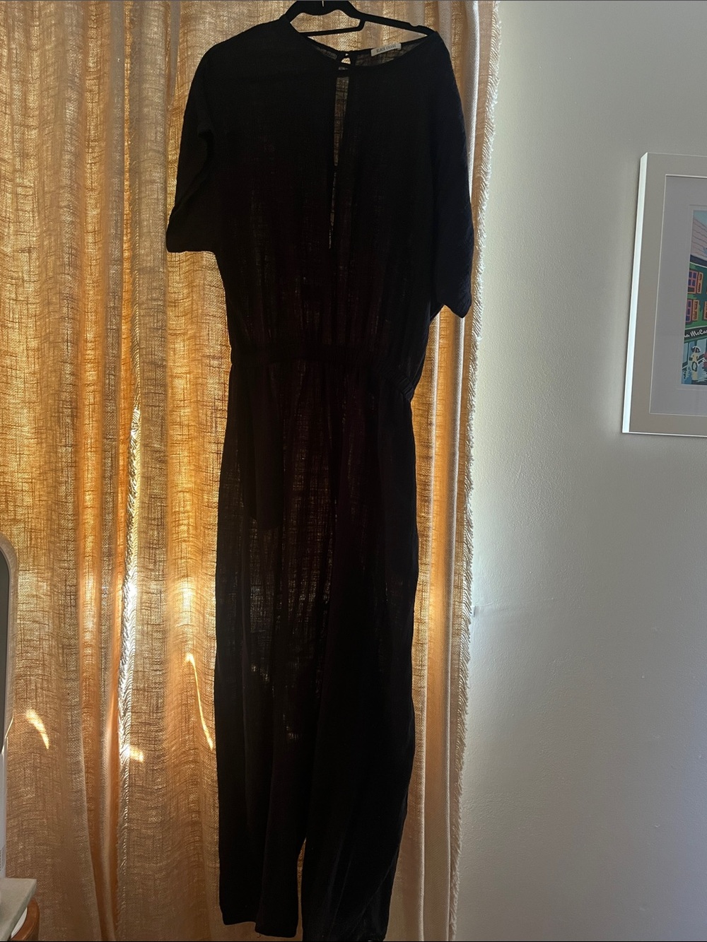 Black Crane Cotton Gauze Jumpsuit